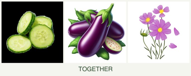 Can you plant cucumbers, eggplant and cosmos together?