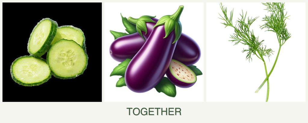 Can you plant cucumbers, eggplant and dill together?