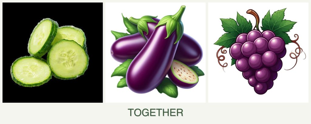 Can you plant cucumbers, eggplant and grapes together?
