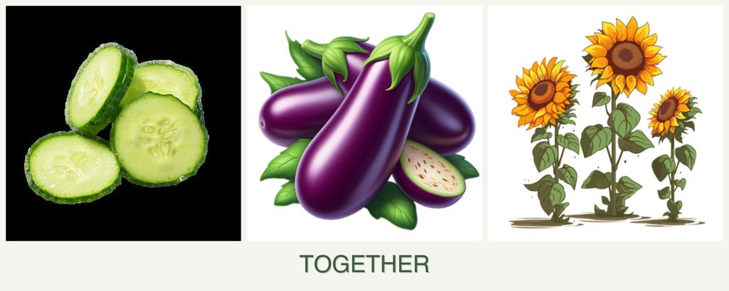 Can you plant cucumbers, eggplant and sunflowers together?