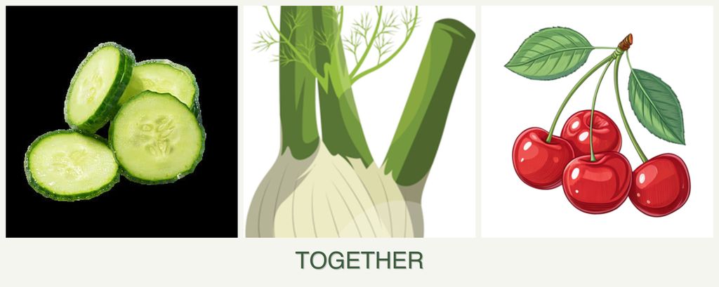 Can you plant cucumbers, fennel and cherries together?