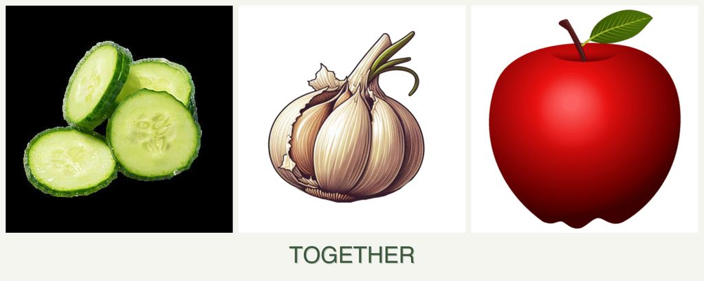 Can you plant cucumbers, garlic and apples together?