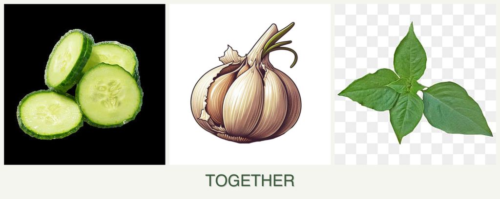 Can you plant cucumbers, garlic and basil together?