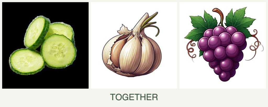Can you plant cucumbers, garlic and grapes together?