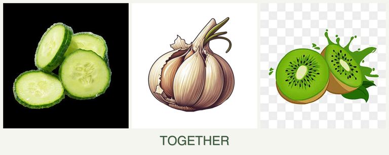 Can you plant cucumbers, garlic and kiwi together?