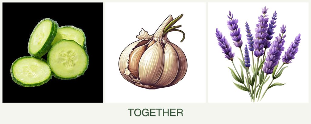 Can you plant cucumbers, garlic and lavender together?