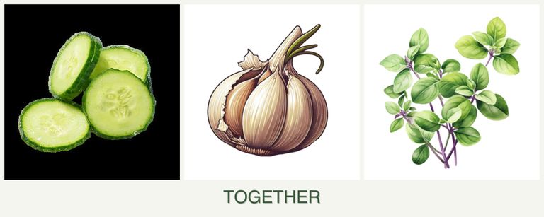 Can you plant cucumbers, garlic and oregano together?