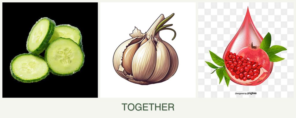 Can you plant cucumbers, garlic and pomegranates together?