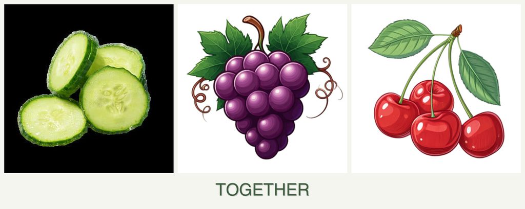Can you plant cucumbers, grapes and cherries together?