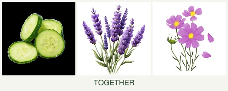 Can you plant cucumbers, lavender and cosmos together?