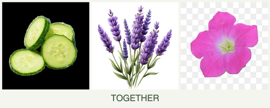 Can you plant cucumbers, lavender and petunias together?