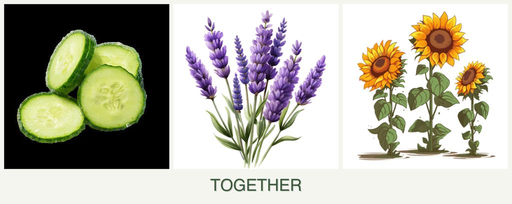 Can you plant cucumbers, lavender and sunflowers together?