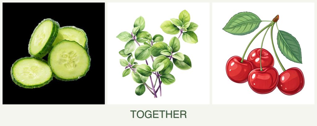 Can you plant cucumbers, oregano and cherries together?