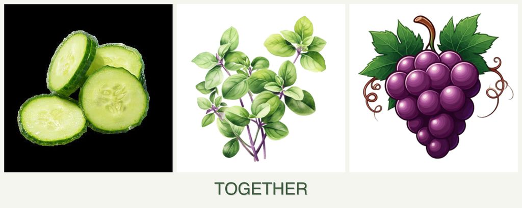 Can you plant cucumbers, oregano and grapes together?