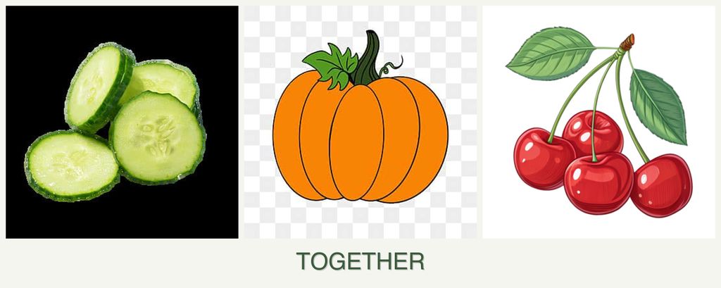 Can you plant cucumbers, pumpkin and cherries together?