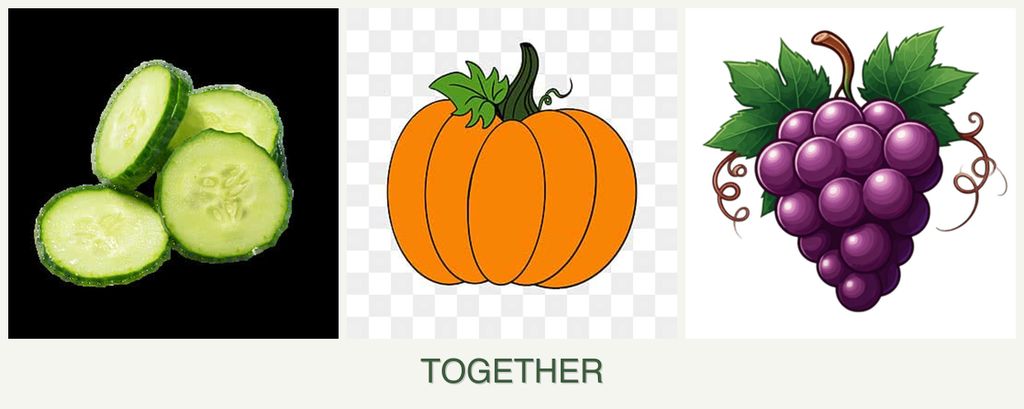 Can you plant cucumbers, pumpkin and grapes together?