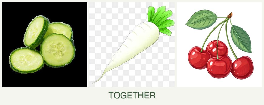 Can you plant cucumbers, radishes and cherries together?