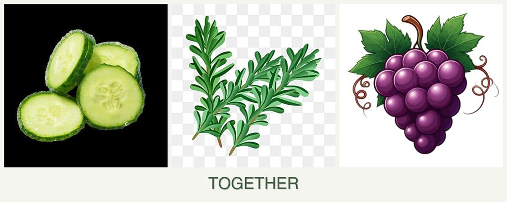 Can you plant cucumbers, rosemary and grapes together?