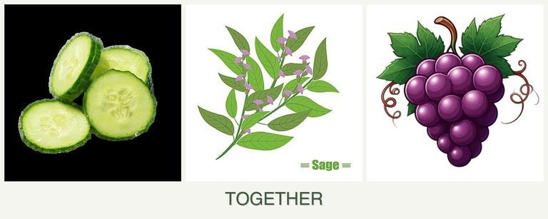 Can you plant cucumbers, sage and grapes together?