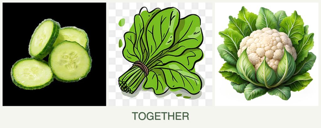 Can you plant cucumbers, spinach and cauliflower together?