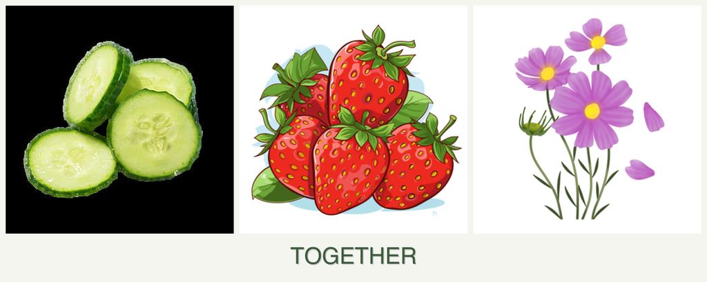 Can you plant cucumbers, strawberries and cosmos together?