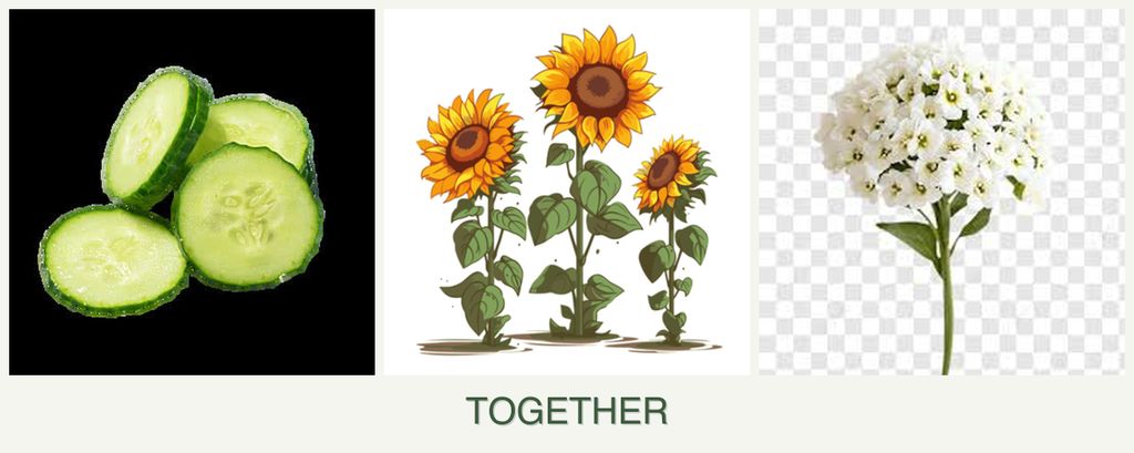 Can you plant cucumbers, sunflowers and alyssum together?