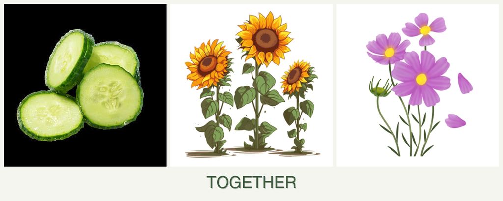 Can you plant cucumbers, sunflowers and cosmos together?