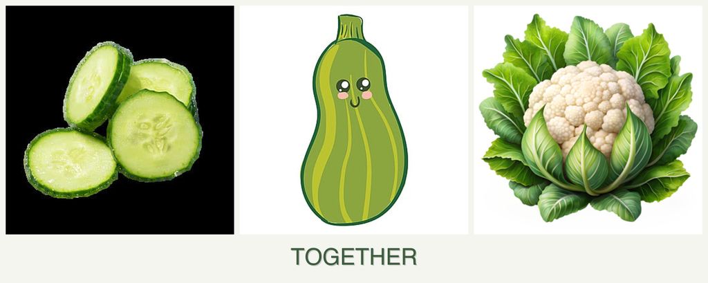 Can you plant cucumbers, zucchini and cauliflower together?