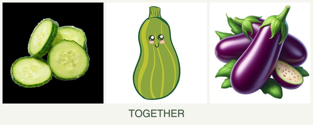 Can you plant cucumbers, zucchini and eggplant together?
