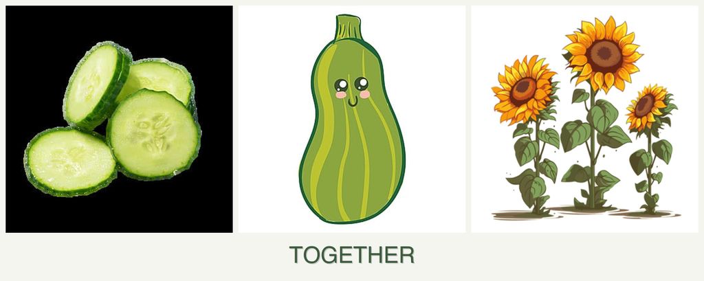 Can you plant cucumbers, zucchini and sunflowers together?
