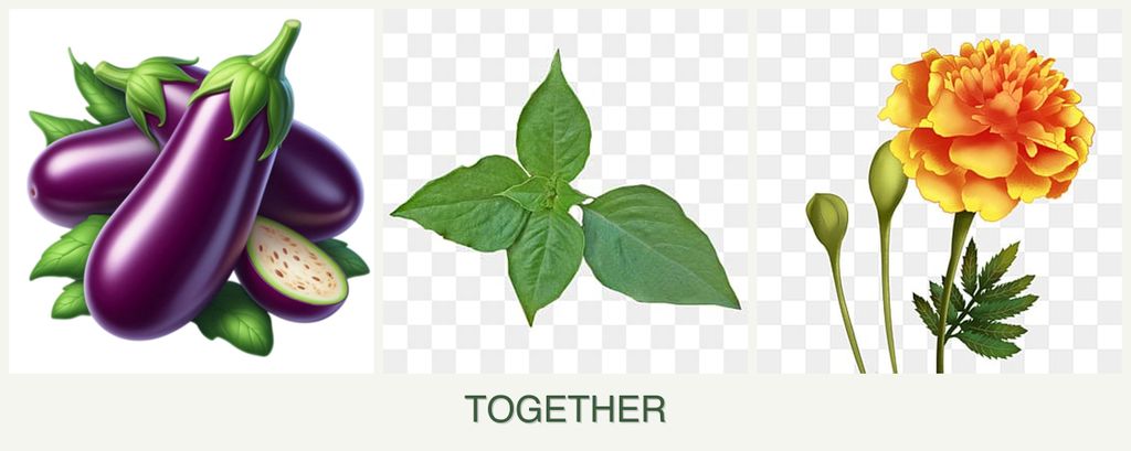 Can you plant eggplant, basil and marigolds together?