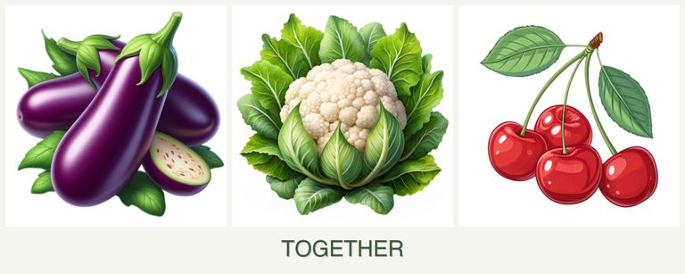 Can you plant eggplant, cauliflower and cherries together?