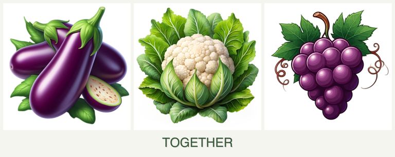 Can you plant eggplant, cauliflower and grapes together?