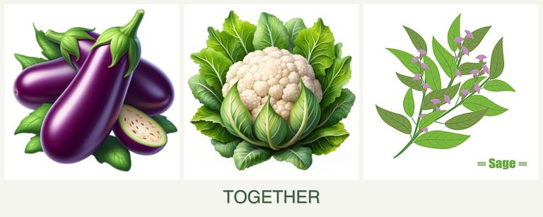 Can you plant eggplant, cauliflower and sage together?