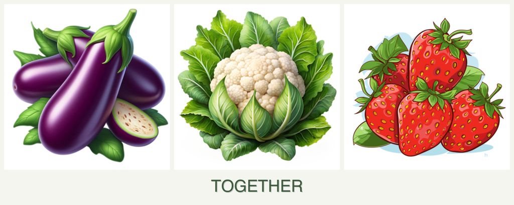 Can you plant eggplant, cauliflower and strawberries together?