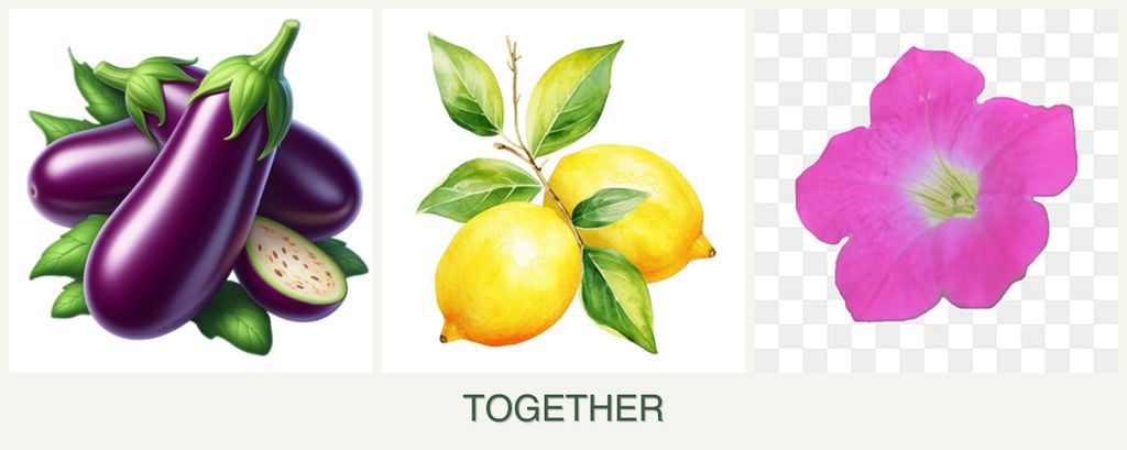Can you plant eggplant, lemons and petunias together?