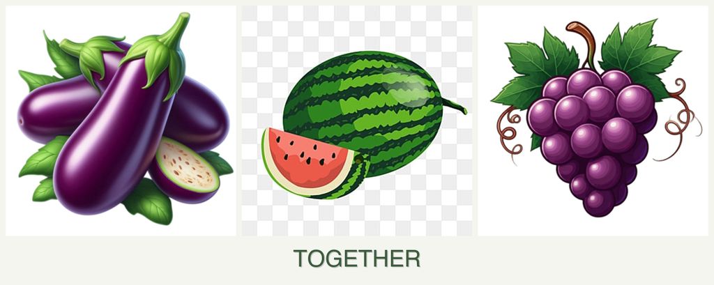Can you plant eggplant, melons and grapes together?