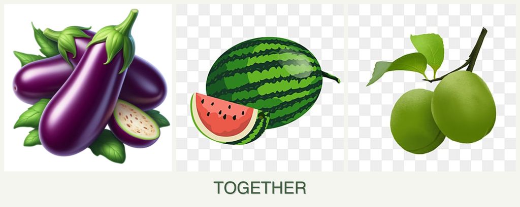 Can you plant eggplant, melons and plums together?