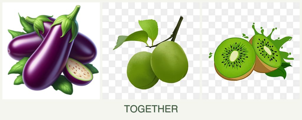 Can you plant eggplant, plums and kiwi together?