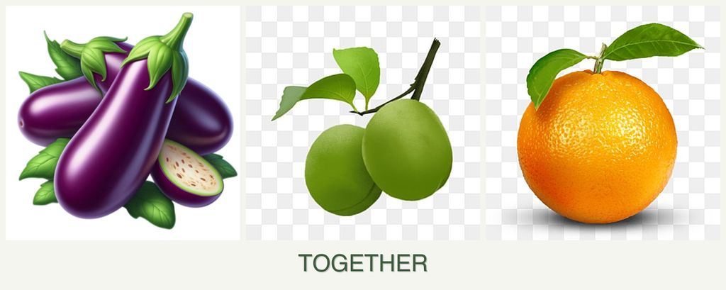 Can you plant eggplant, plums and oranges together?