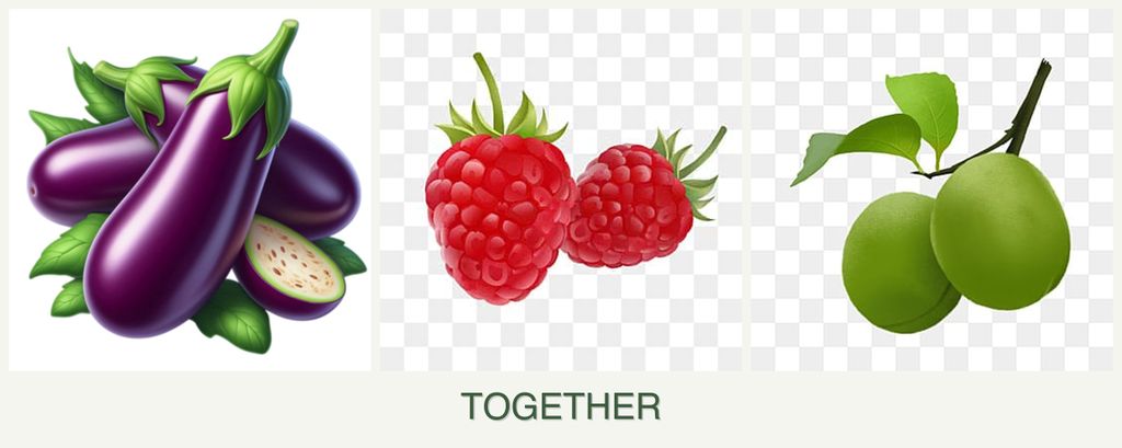 Can you plant eggplant, raspberries and plums together?
