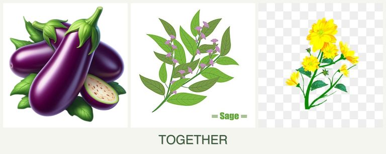 Can you plant eggplant, sage and calendula together?