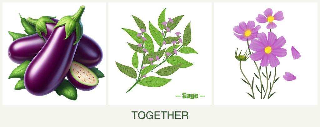 Can you plant eggplant, sage and cosmos together?