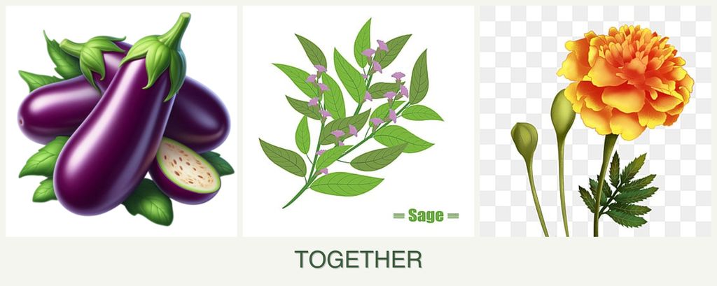 Can you plant eggplant, sage and marigolds together?