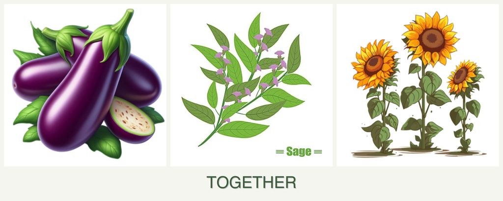 Can you plant eggplant, sage and sunflowers together?