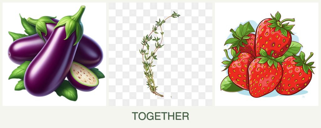Can you plant eggplant, thyme and strawberries together?