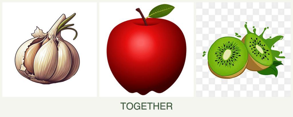 Can you plant garlic, apples and kiwi together?