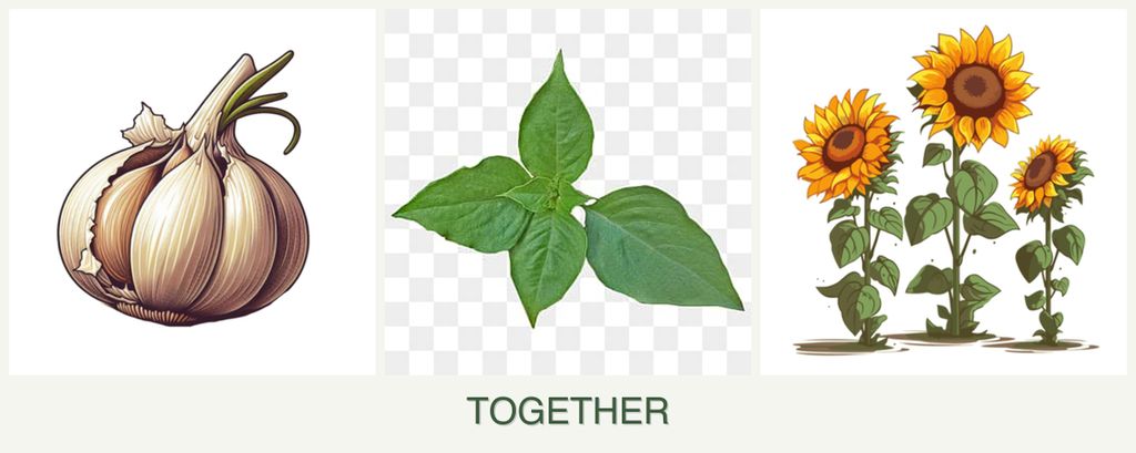 Can you plant garlic, basil and sunflowers together?