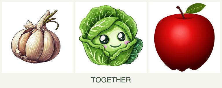 Can you plant garlic, cabbage and apples together?