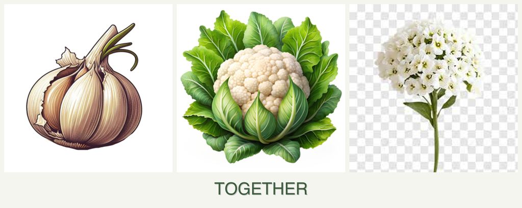 Can you plant garlic, cauliflower and alyssum together?